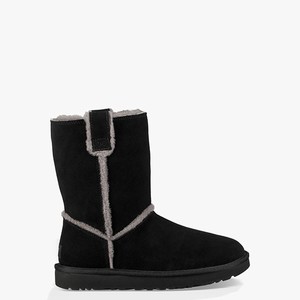 Ugg Classic Short Spill Seam Women Classic Boots Black (3871HGKAN)